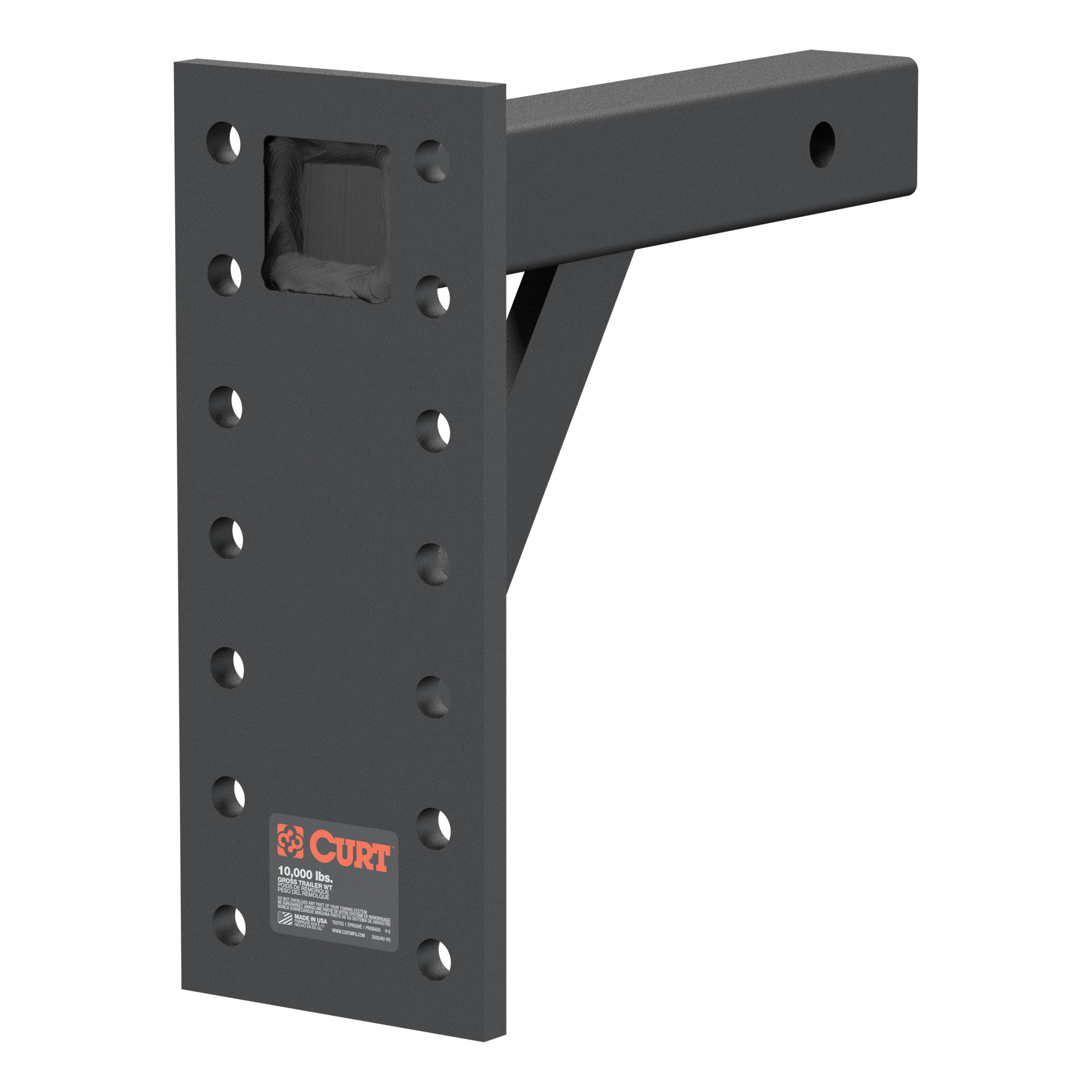 Curt Manufacturing Adjustable Trailer Hitch Pintle Mount, 13in. Plate Height, Solid Steel, 10,000lb. Capacity, Model# 48341